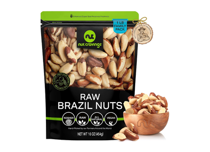 Nut Cravings | Nueces de Brasil Crudas Sin Sal Sin Cascara | 454 gramos