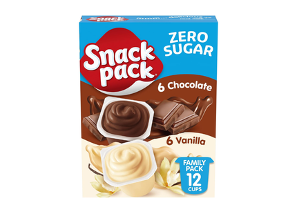 Snack Pack | Paquete de Aperitivos sin Azúcar | Pudding Chocolate & Vainilla | Paquete familiar | 12 unidades