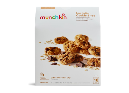 Munchkin Milkmakers | Galletas de avena para lactantes sabor chispas de chocolate | 10 paquetes de 42.5 Gramos