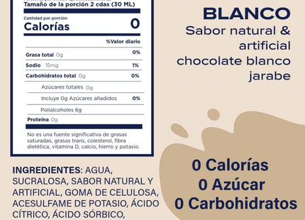 Jordan's Skinny Syrups | Jarabe Sabor Chocolate Blanco | 750 ml