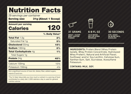Optimum Nutrition Gold Standard 100% WHEY | 29 SERVICIOS