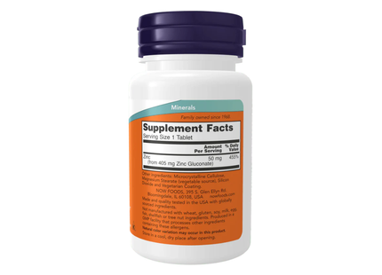 NOW Zinc 50mg | 100 Tabletas
