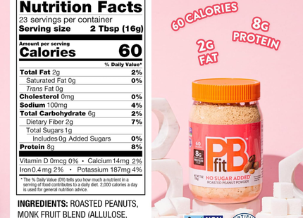 PBFIT Sugar-Free Peanut Butter Powder | Mantequilla de Maní en Polvo sin Azúcar | 368 Gramos