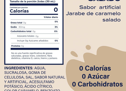 Jordan's Skinny Syrups | Jarabe endulzante para cafe y repostería sin azúcar | sabor caramelo salado | 750 ml