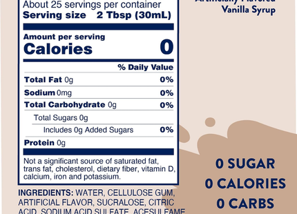 Jordan's Skinny Syrups | Jarabe endulzante para cafe y repostería sin azúcar | sabor vainilla | 750 ml