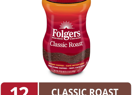 Folgers Clásicos | Café Instantáneo Tostado Clásico | 340g