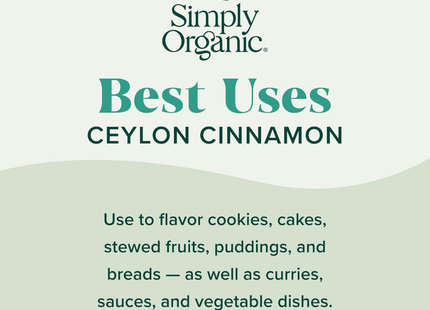 Simply Organic | Canela De Ceylon | 59 gramos