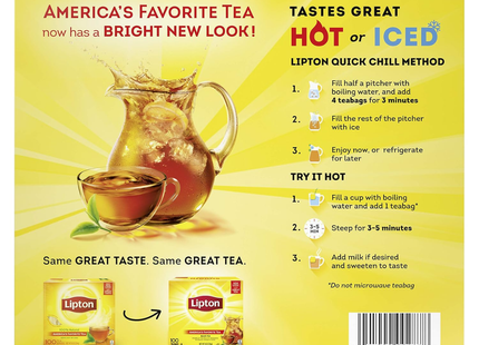 Lipton | Bolsas de té negro 100% natural | 100 unidades
