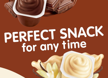 Snack Pack | Paquete de Aperitivos sin Azúcar | Pudding Chocolate & Vainilla | Paquete familiar | 12 unidades