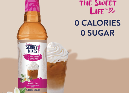 Jordan's Skinny Syrups | Jarabe endulzante para cafe y repostería sin azúcar | sabor vainilla | 750 ml