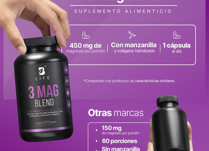 B LIFE 3 MAG BLEND Citrato, Óxido y Gluconato de Alta Absorción