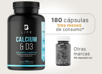 B LIFE Calcio y Vitamina D3 | 180 Cápsulas