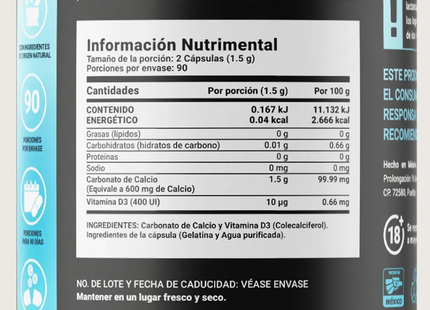 B LIFE Calcio y Vitamina D3 | 180 Cápsulas