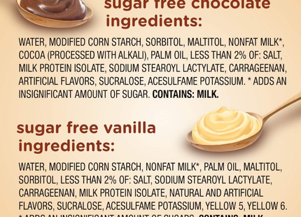Snack Pack | Paquete de Aperitivos sin Azúcar | Pudding Chocolate & Vainilla | Paquete familiar | 12 unidades