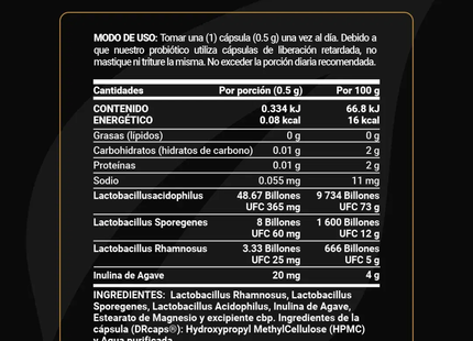 B LIFE 60 Billones de Probióticos DRcaps con Inulina De Agave