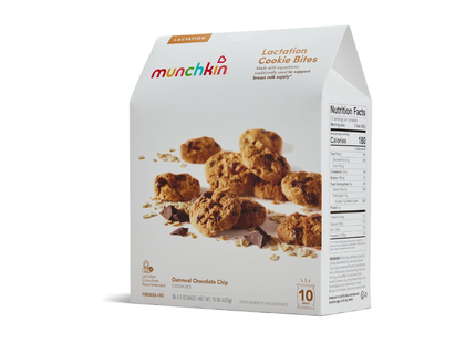Munchkin Milkmakers | Galletas de avena para lactantes sabor chispas de chocolate | 10 paquetes de 42.5 Gramos