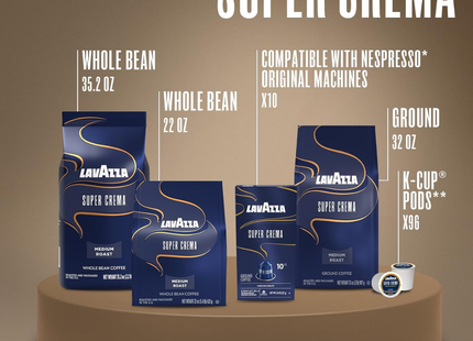 Lavazza Super Crema | Grano Entero de Tostado Medio | 1kg